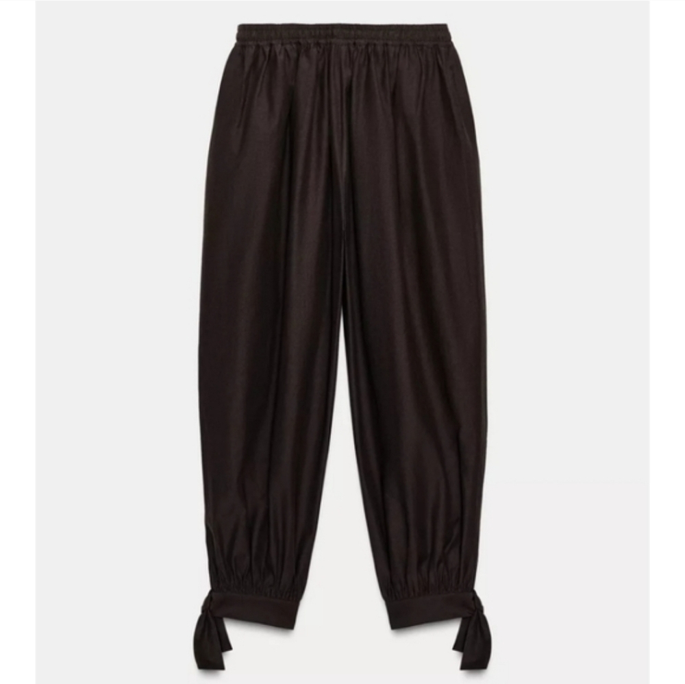 Zara Balloon Pants Bow Brown Size M L - Picture 13 of 15